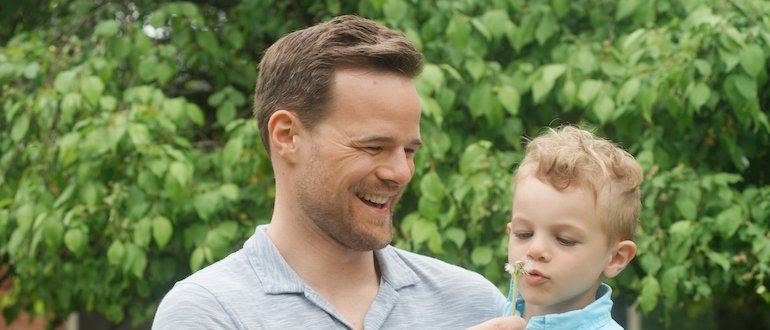 Andy Hill and son laughing