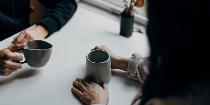 family talk over coffee