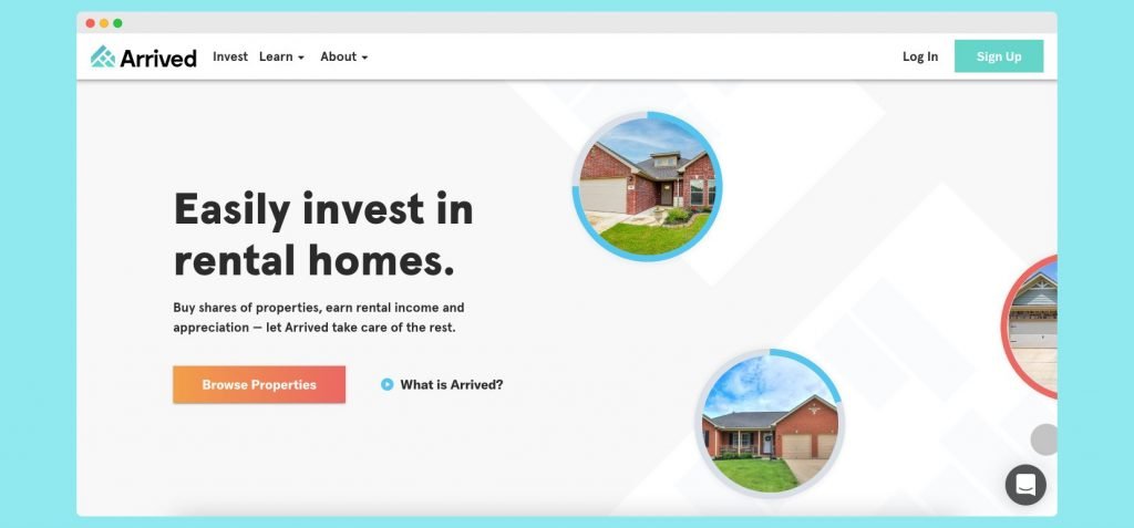 Arrived Homes Homepage