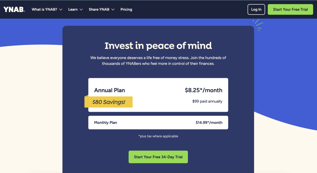 YNAB Pricing