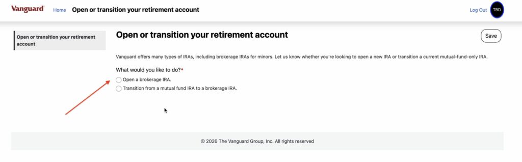 Open a Brokerage IRA with Vanguard