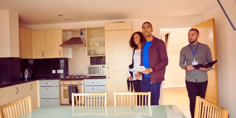 couple looking at rental property