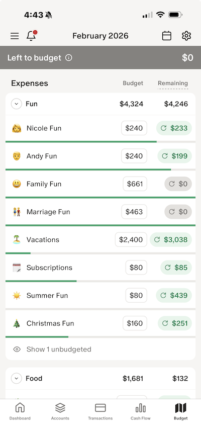 Monarch Money mobile app for couples