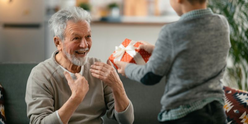 giving gift to grandpa