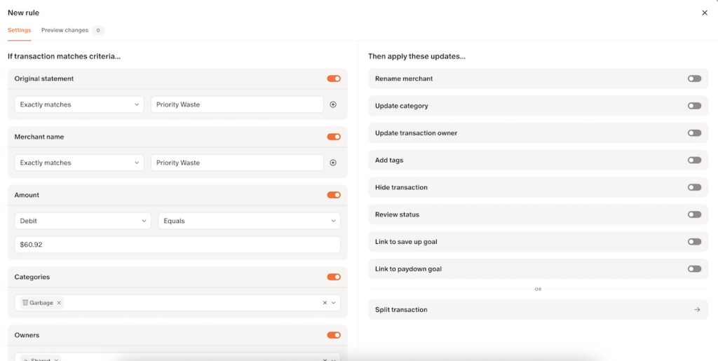 Rules and Automation in Monarch Money
