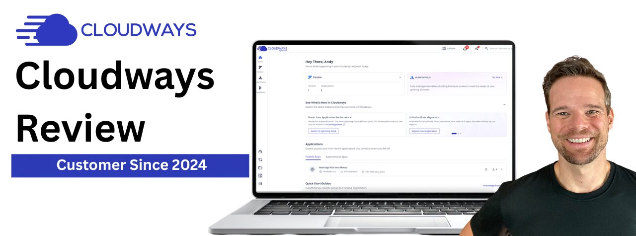 Andy Hill reviewing Cloudways after using it to host the Marriage Kids and Money website since 2024