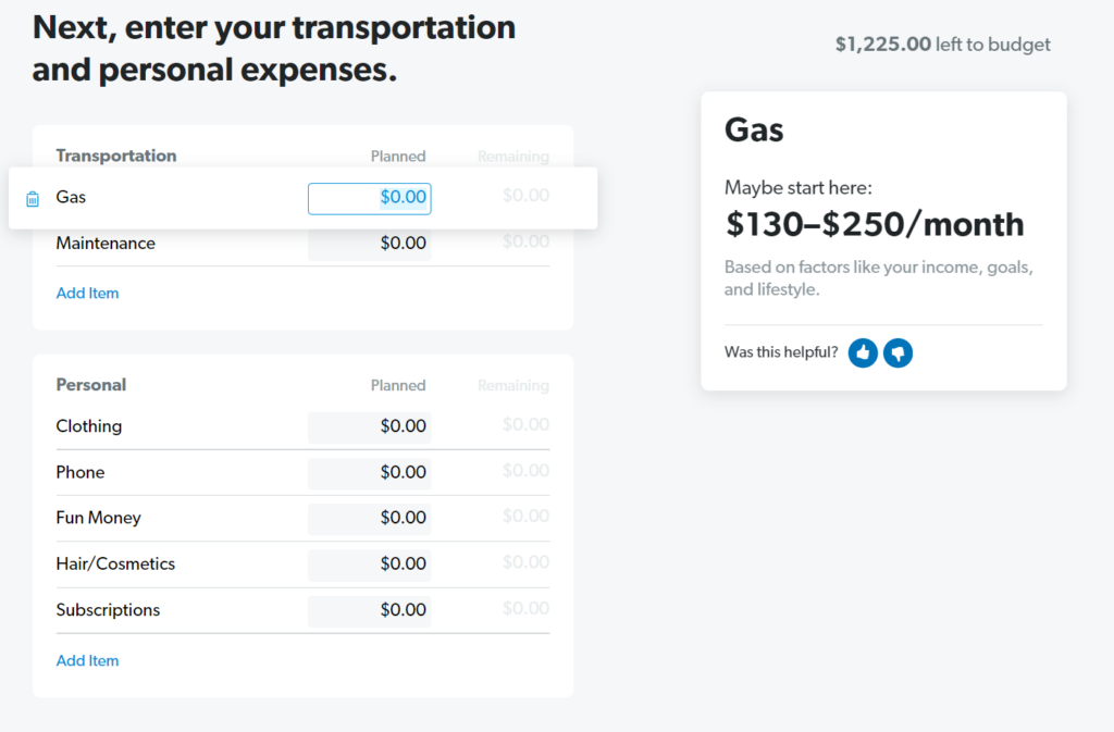 EveryDollar Expenses